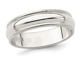 Ladies or Mens Milgrain Wedding Band Ring in Sterling Silver (5mm)